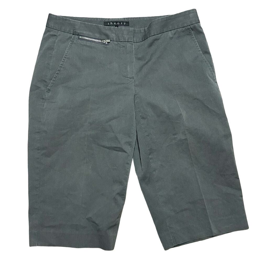 Theory Trouser Bermuda Shorts Womens 0 Charcoal Gray Business Casual Academia